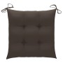 Silla mecedora de madera maciza de teca con cojín gris taupe