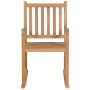 Silla mecedora de madera maciza de teca con cojín gris taupe