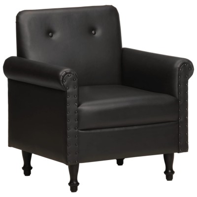 Sillón butaca de cuero auténtico negro