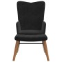 Silla mecedora con reposapiés terciopelo negro