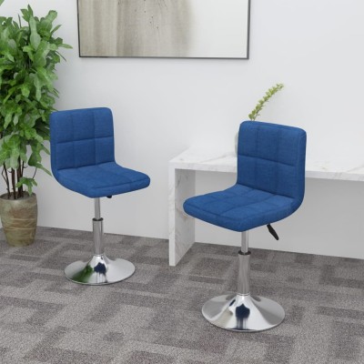 Sillas de comedor giratorias 2 unidades tela azul