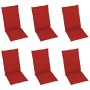 Sillas de jardín 6 uds madera maciza de teca cojines rojo