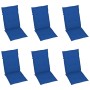 Sillas de jardín 6 uds madera maciza de teca cojines azul royal