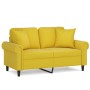 Sofá de 2 plazas con cojines terciopelo amarillo 120 cm