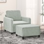 Sillón con taburete terciopelo gris claro 60 cm