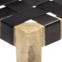 Banco de cuero auténtico negro y madera de mango maciza 150 cm