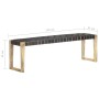 Banco de cuero auténtico negro y madera de mango maciza 150 cm