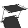 Tumbona plegable con techo aluminio y textileno negra