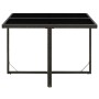 Mesa de jardín ratán sintético y vidrio negra 109x107x74 cm