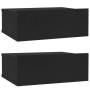 Mesitas de noche flotantes 2 uds contrachapada negro 40x30x15cm
