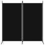 Biombo divisor de 2 paneles de tela negro 175x180 cm