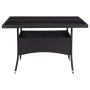 Mesa de comedor de jardín ratán sintético y vidrio negro