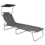 Tumbona plegable con toldo de aluminio gris