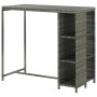 Mesa bar estante almacenaje 120x60x110cm ratán sintético gris