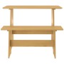Mesa de comedor con banco REINE madera maciza pino marrón miel