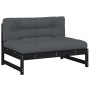 Sofá central madera maciza de pino negro 120x80 cm