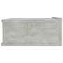Mesita de noche flotante contrachapada gris hormigón 40x30x15cm