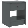 Mesita de noche madera maciza de pino gris oscuro 35x30x40cm