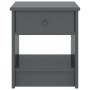 Mesita de noche madera maciza de pino gris oscuro 35x30x40cm