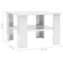 Mesa de centro madera contrachapada blanco brillante 60x60x42cm