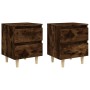 Mesitas de noche 2 uds patas madera roble ahumado 40x35x50 cm