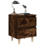 Mesitas de noche 2 uds patas madera roble ahumado 40x35x50 cm