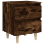 Mesitas de noche 2 uds patas madera roble ahumado 40x35x50 cm