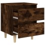 Mesitas de noche 2 uds patas madera roble ahumado 40x35x50 cm