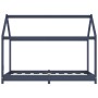 Estructura de cama infantil madera maciza pino gris 70x140 cm