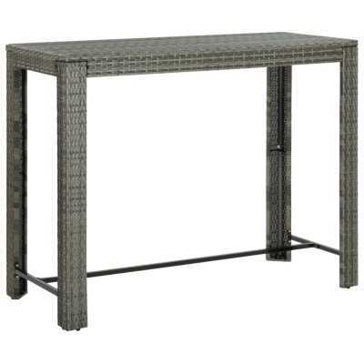 Mesa alta de jardín ratán sintético gris 140,5x60,5x110,5 cm