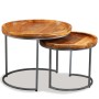 Set de mesas auxiliares 2 uds madera maciza de mango
