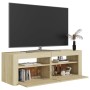 Mueble de TV con luces LED roble Sonoma 120x35x40 cm