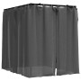 Tumbona doble con cortinas laterales y toldo gris antracita