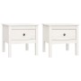 Mesa auxiliar 2 uds madera maciza de pino blanco 50x50x49 cm
