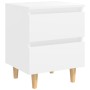 Mesita de noche patas de madera pino maciza blanco 40x35x50cm