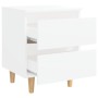 Mesita de noche patas de madera pino maciza blanco 40x35x50cm