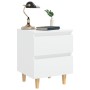Mesita de noche patas de madera pino maciza blanco 40x35x50cm