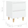 Mesita de noche patas de madera pino maciza blanco 40x35x50cm