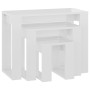 Mesas apilables 3 piezas madera contrachapada blanco brillante