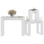 Mesas apilables 3 piezas madera contrachapada blanco brillante