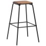 Taburetes de cocina 2 uds madera maciza de pino y acero negro