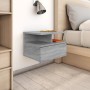 Mesita de noche flotante 2 uds madera gris Sonoma 40x31x27 cm