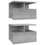 Mesita de noche flotante 2 uds madera gris Sonoma 40x31x27 cm