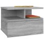 Mesita de noche flotante 2 uds madera gris Sonoma 40x31x27 cm