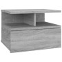 Mesita de noche flotante 2 uds madera gris Sonoma 40x31x27 cm