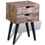 Mesita de noche con 2 cajones madera de teca reciclada