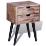 Mesita de noche con 2 cajones madera de teca reciclada