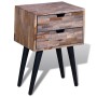 Mesita de noche con 2 cajones madera de teca reciclada