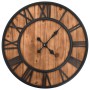 Reloj de pared vintage movimiento cuarzo madera metal 60 cm XXL