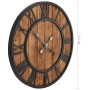 Reloj de pared vintage movimiento cuarzo madera metal 60 cm XXL